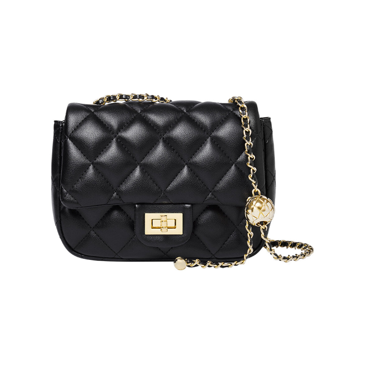 Chic Black Diamond Quilted Chain Leather Bag-0