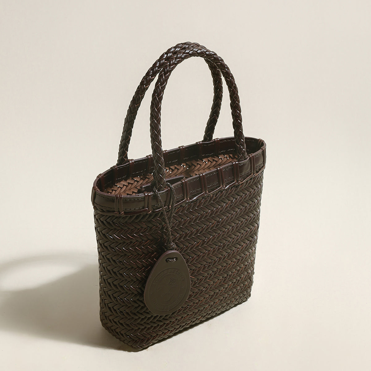 Chocolate Organic Reed Woven Basket Bag-1