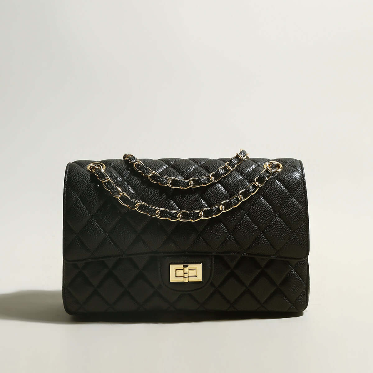Classic Black Quilted Flap Shoulder Bag-0