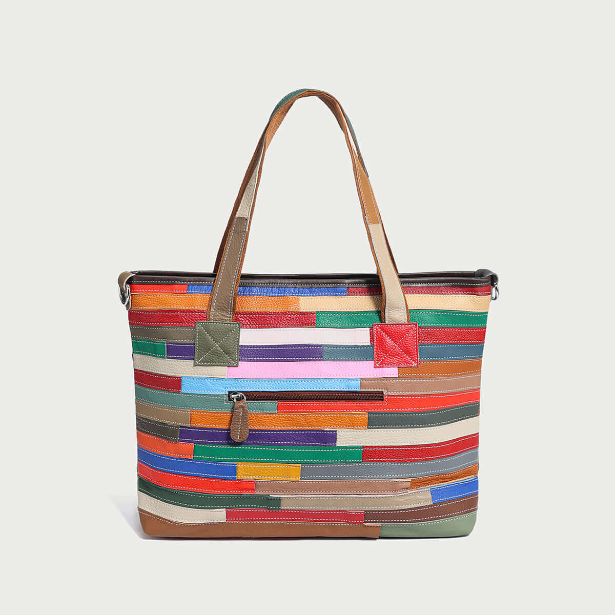 Colorful Hippie Leather Tote Bag-3
