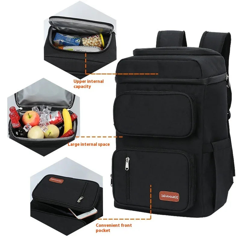 Black Double-Layer Thermal Preservation Unisex Backpack