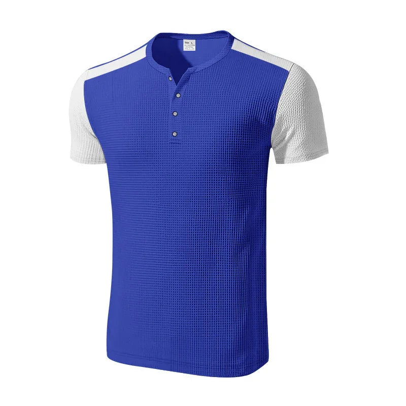 Men's Plus Size Solid Color Buttoned T-Shirts
