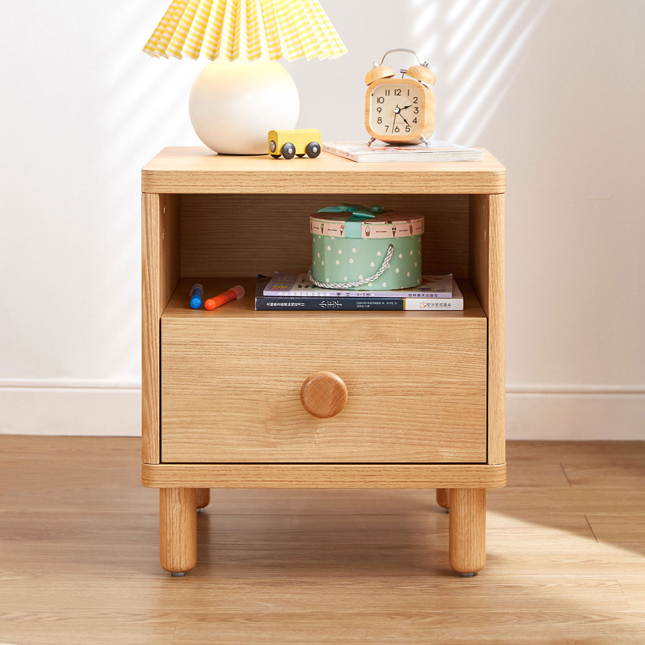 Dear Bear Kids Oak Bedside Table-0