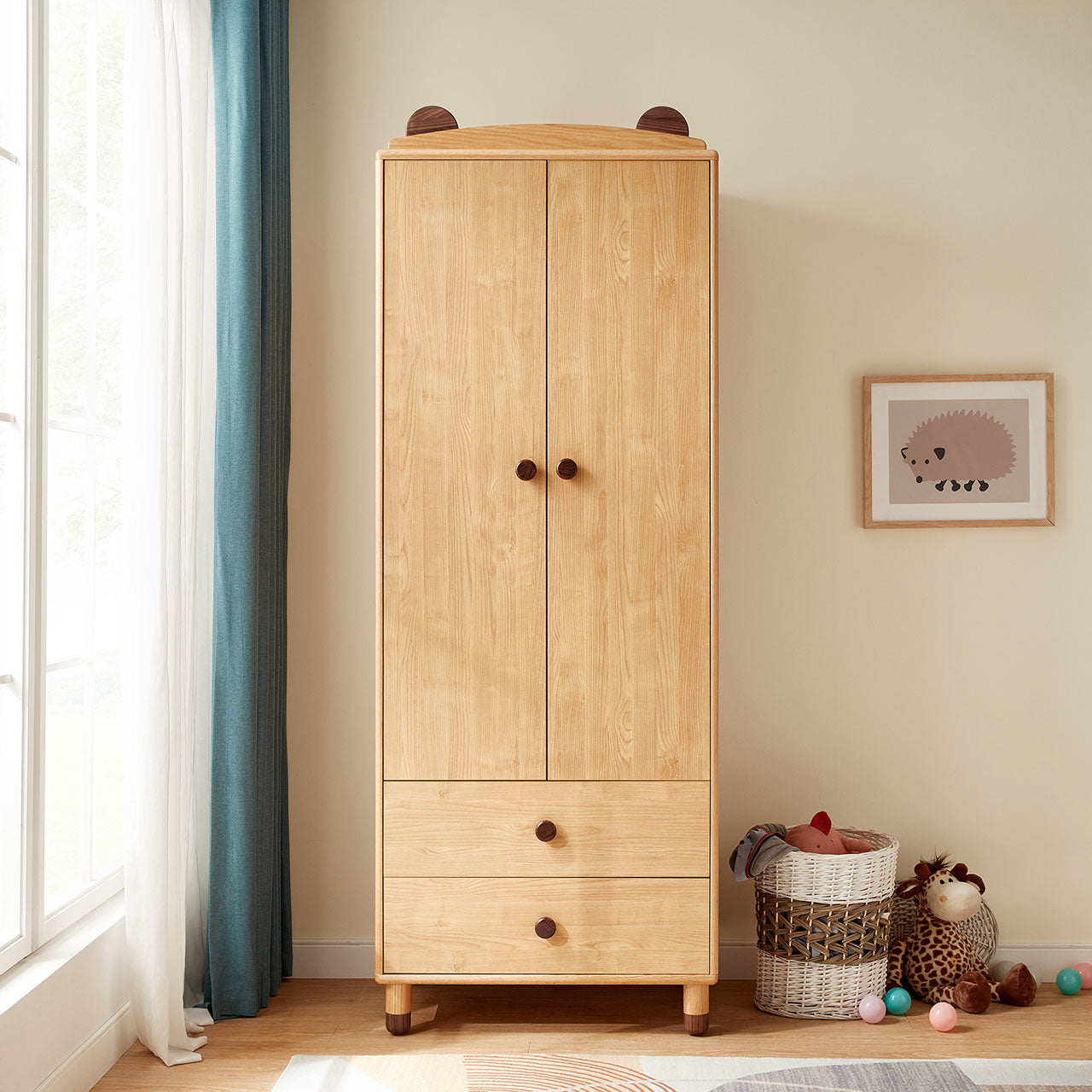 Dear Bear Kids Oak Wardrobe-0