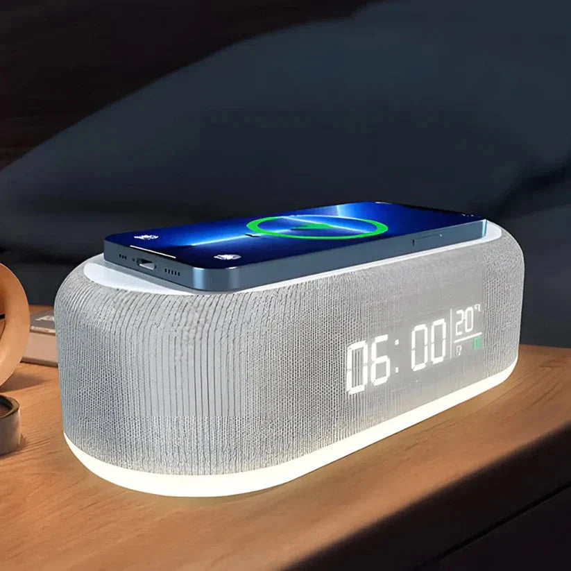 Digital Väckarklocka med Trådlös laddning av mobilen