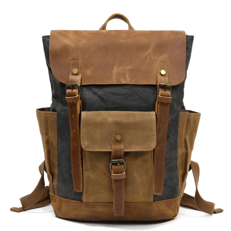 Men's Canvas And Leather Travel Backpack