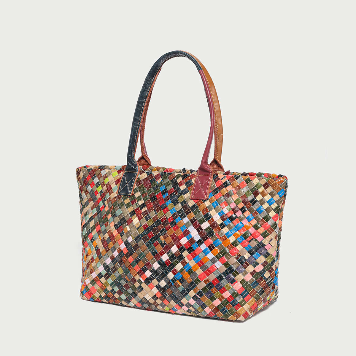 Flamboyant Woven Leather Tote Bag-2
