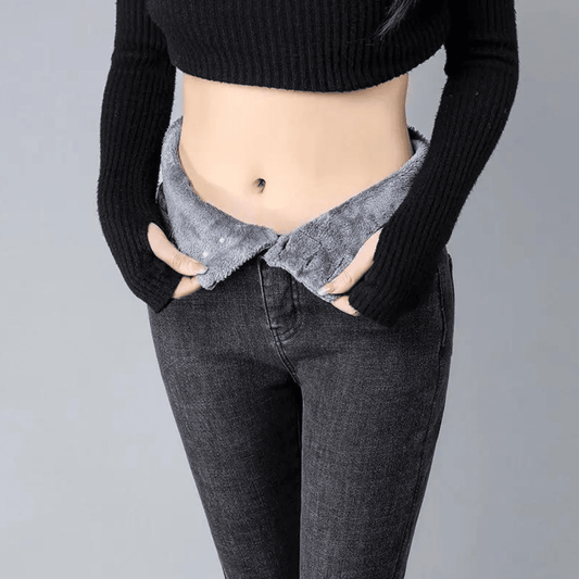 Fleece-Röhrenjeans