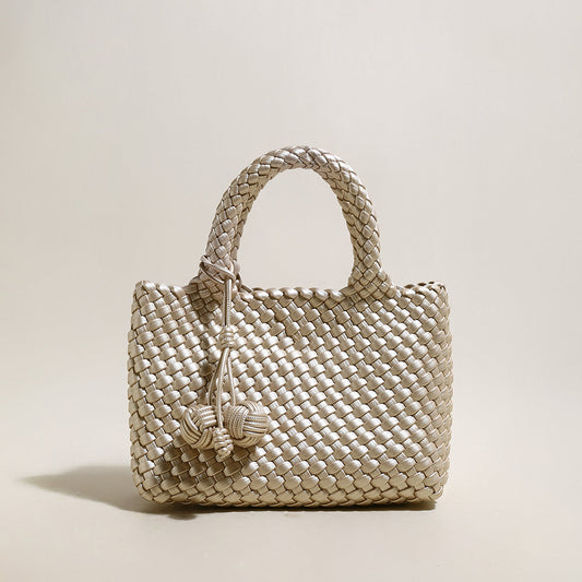 Happy Mini Woven Leather Top Handle Bag-0