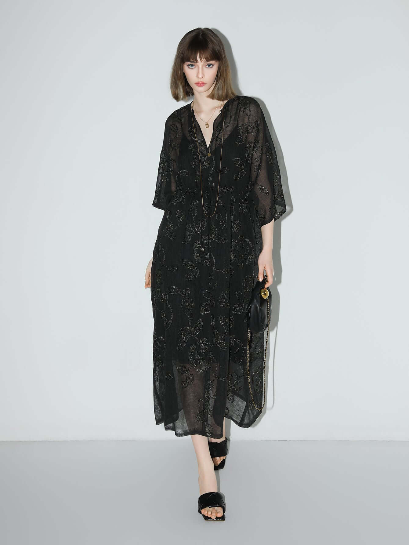 Intricate Glitter Embroidered Two-Piece Dress-1