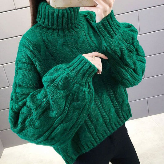 Zopfmuster-Rollkragenpullover