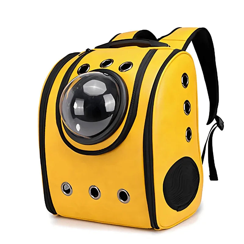Leather Pet Dog Cat Backpack  Carrier Capsule