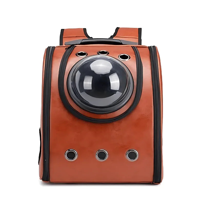 Leather Pet Dog Cat Backpack  Carrier Capsule