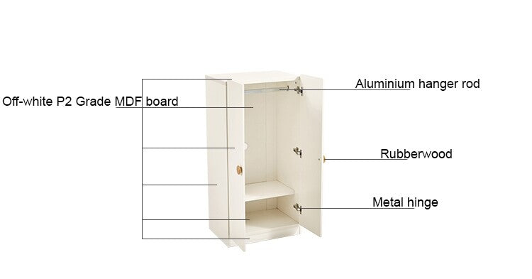 Lucas Kids White Wardrobe Cabinet-1