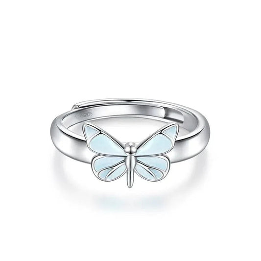 Luminous Blue Butterfly Ring