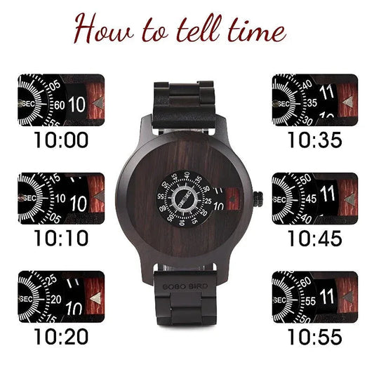 Men's Digital Bamboo Wood Watch