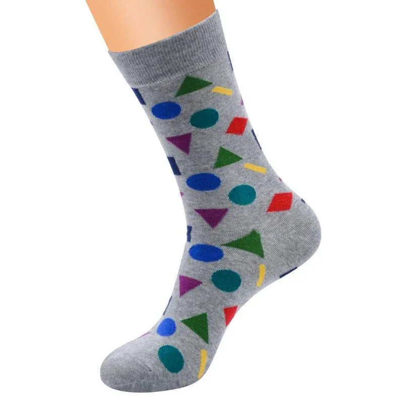 Men's Funny Cotton Socks With Geometric Shapes