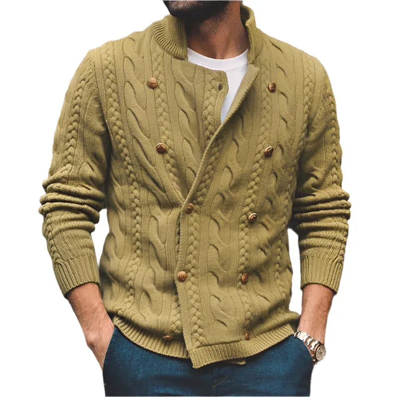 Men's Half Collar Double-Breasted Knitted Buttoned Sweaters