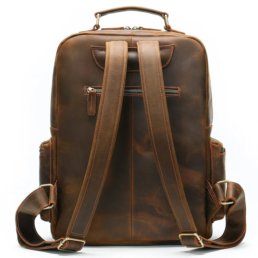 Men's Leather Backpack Business Large Capacity Travel Bag