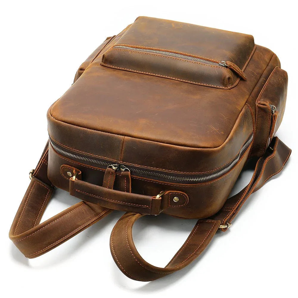 Men's Leather Backpack Business Large Capacity Travel Bag