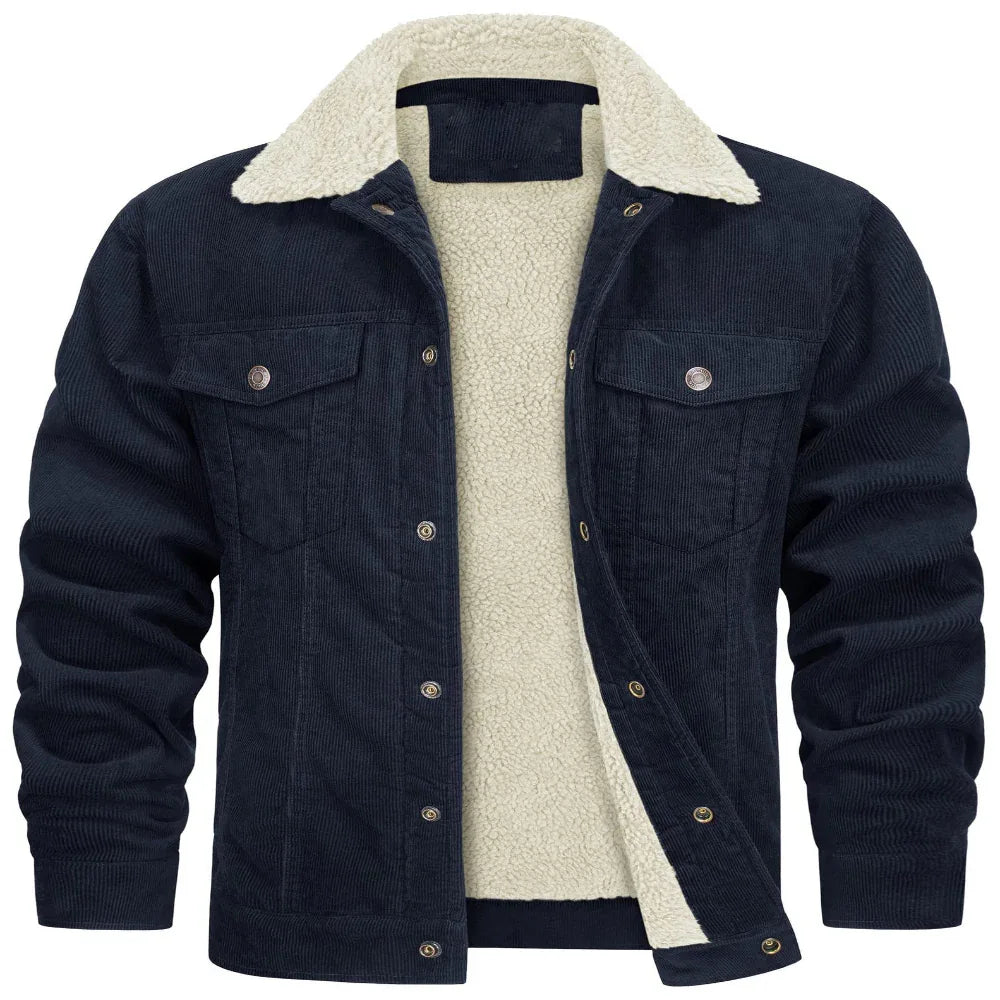 Men's Polyester Double Chest Pockets Winter Jacket