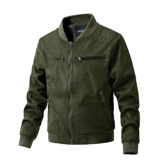 Men's Polyester Stand Collar Double Zipper Jacket