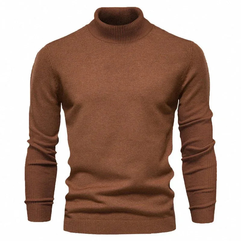 Men's Solid Color Slim Pullover Turtleneck Sweater Winter Casual Tops Clothing