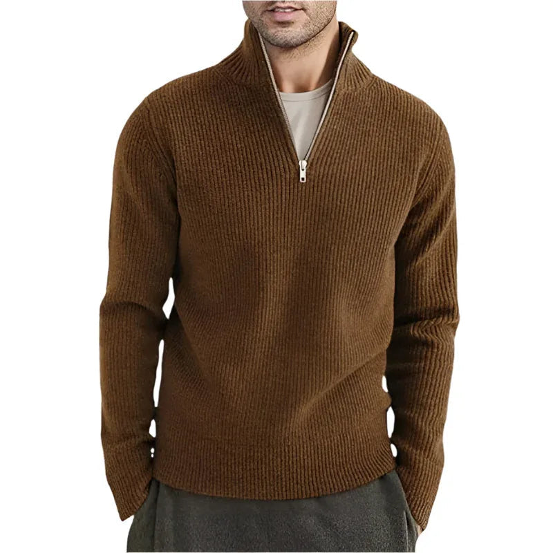 Men's Thickened Warm Zip Collar Sweater
