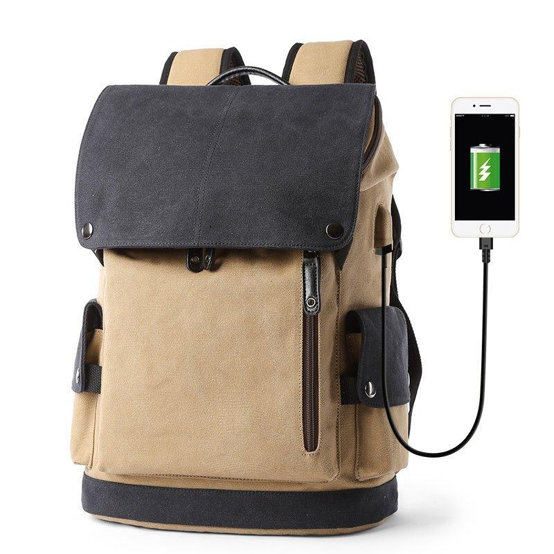 Men's USB Charging Polyester School Work Bag Backpack