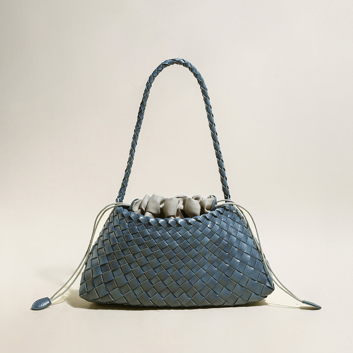 Mini Woven Trapezoid Drawstring Shoulder Bag-7