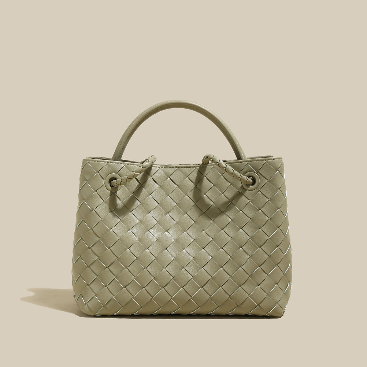 Mint Green Woven Tote Bag-2