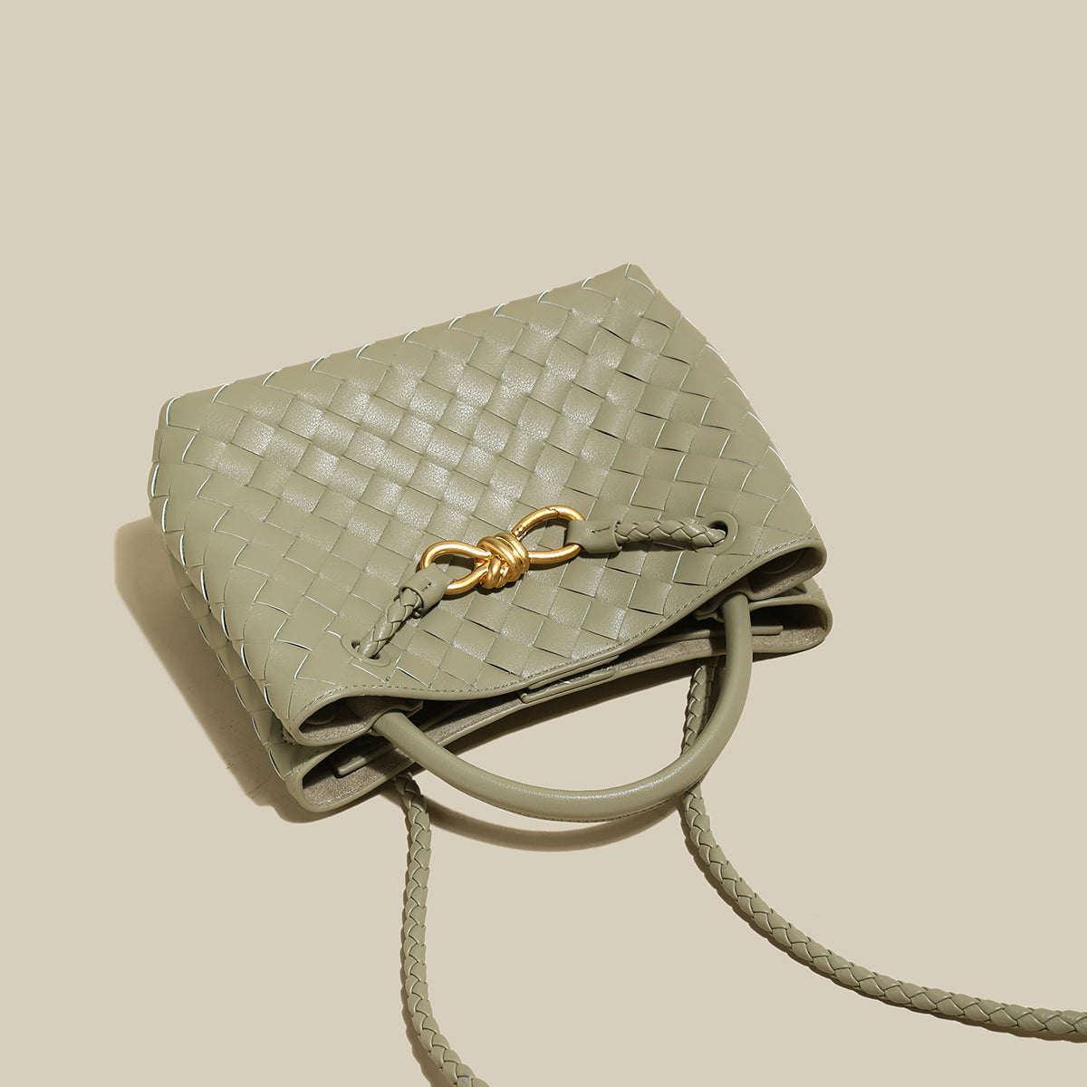 Mint Green Woven Tote Bag-3