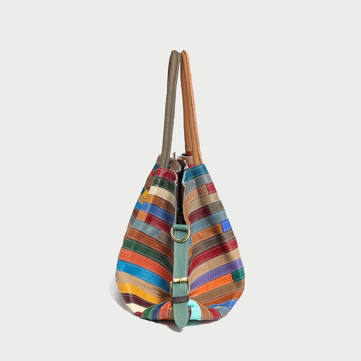 Multicolor Brick Large Leather Tote Bag-3