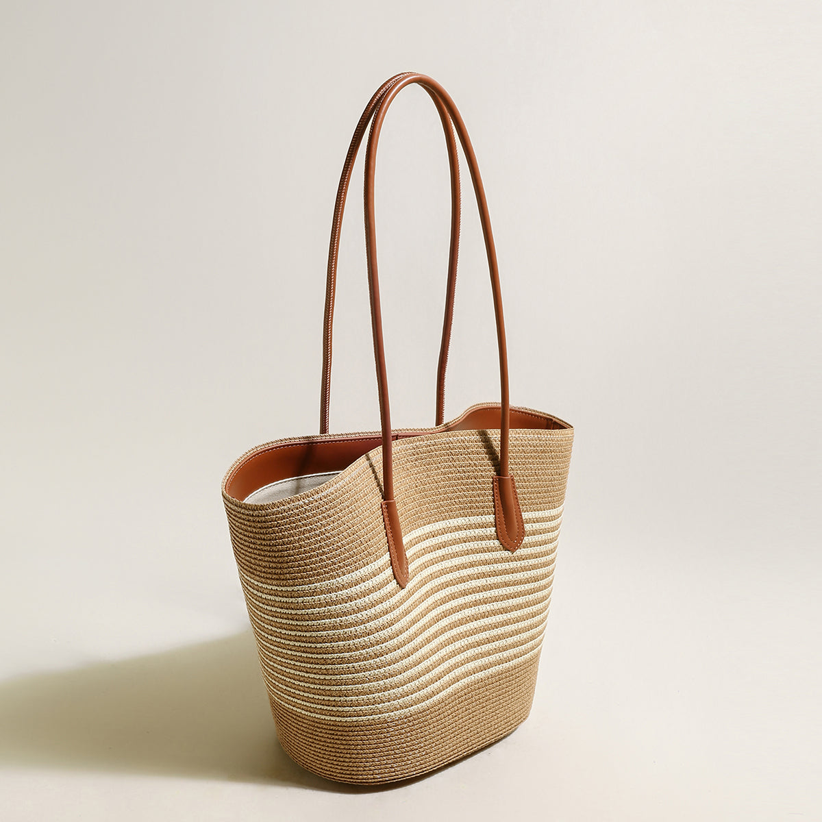 Natural Straw Woven Basket Tote Bag-1
