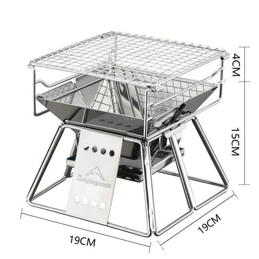 Portable Stainless Steel BBQ Grill Non-Stick Surface Foldable Outdoor Camping Picnic Tool