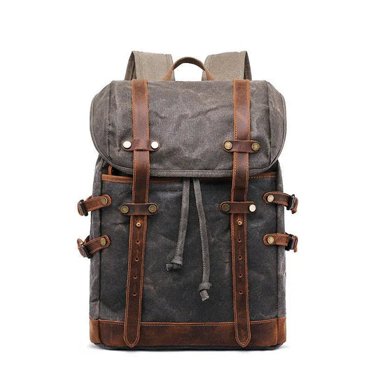 Retro Leather & Canvas Backpack For Men
