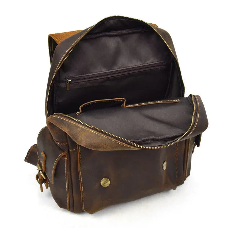 Retro Waterproof Leather Backpack For Men