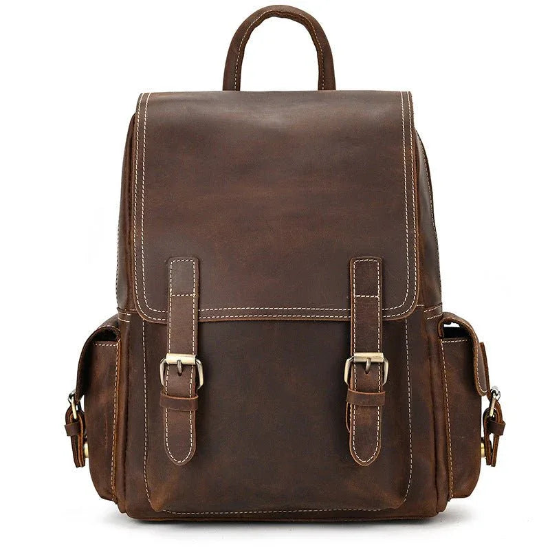 Retro Waterproof Leather Backpack For Men