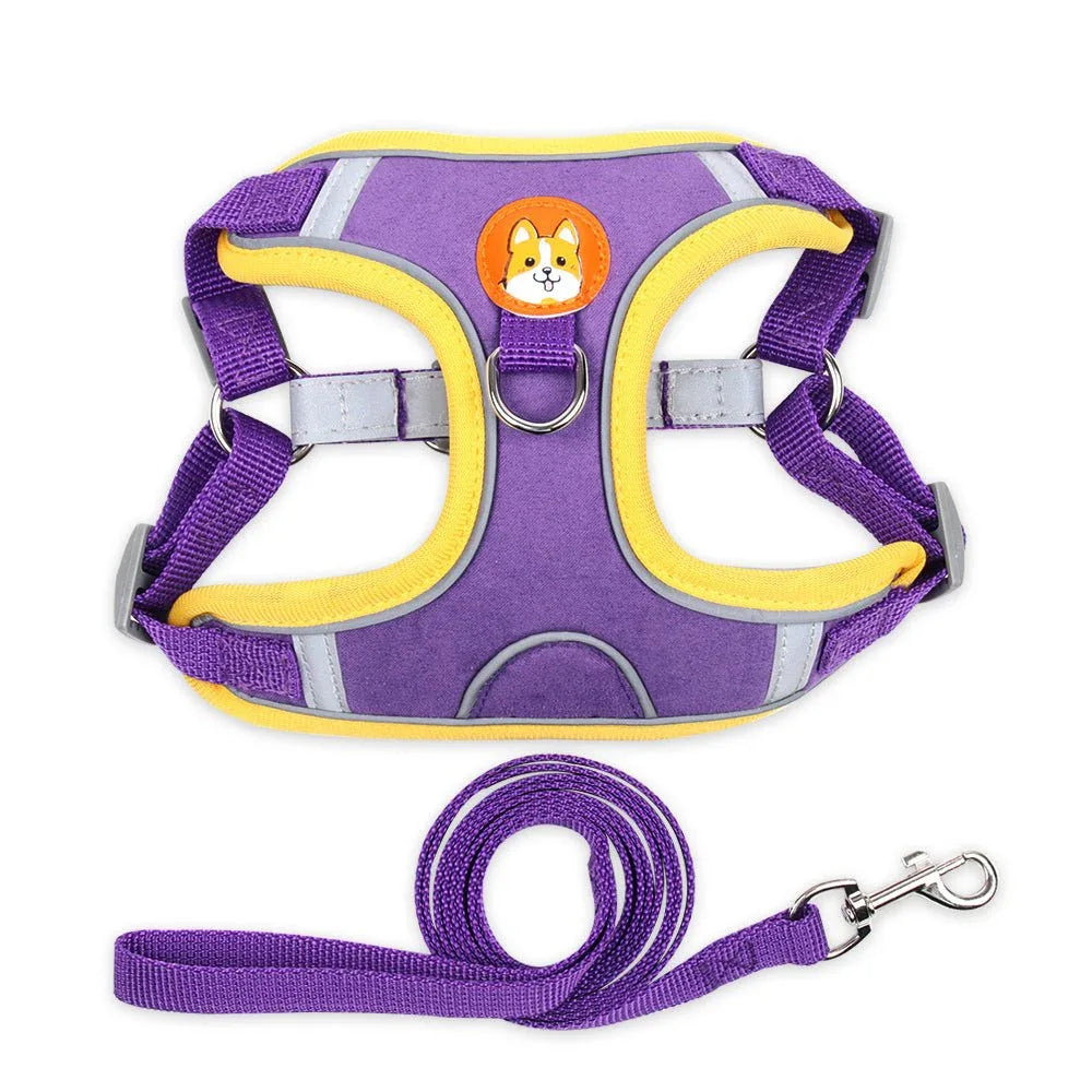 Safe Reflective Dog Pet Harness With Leash