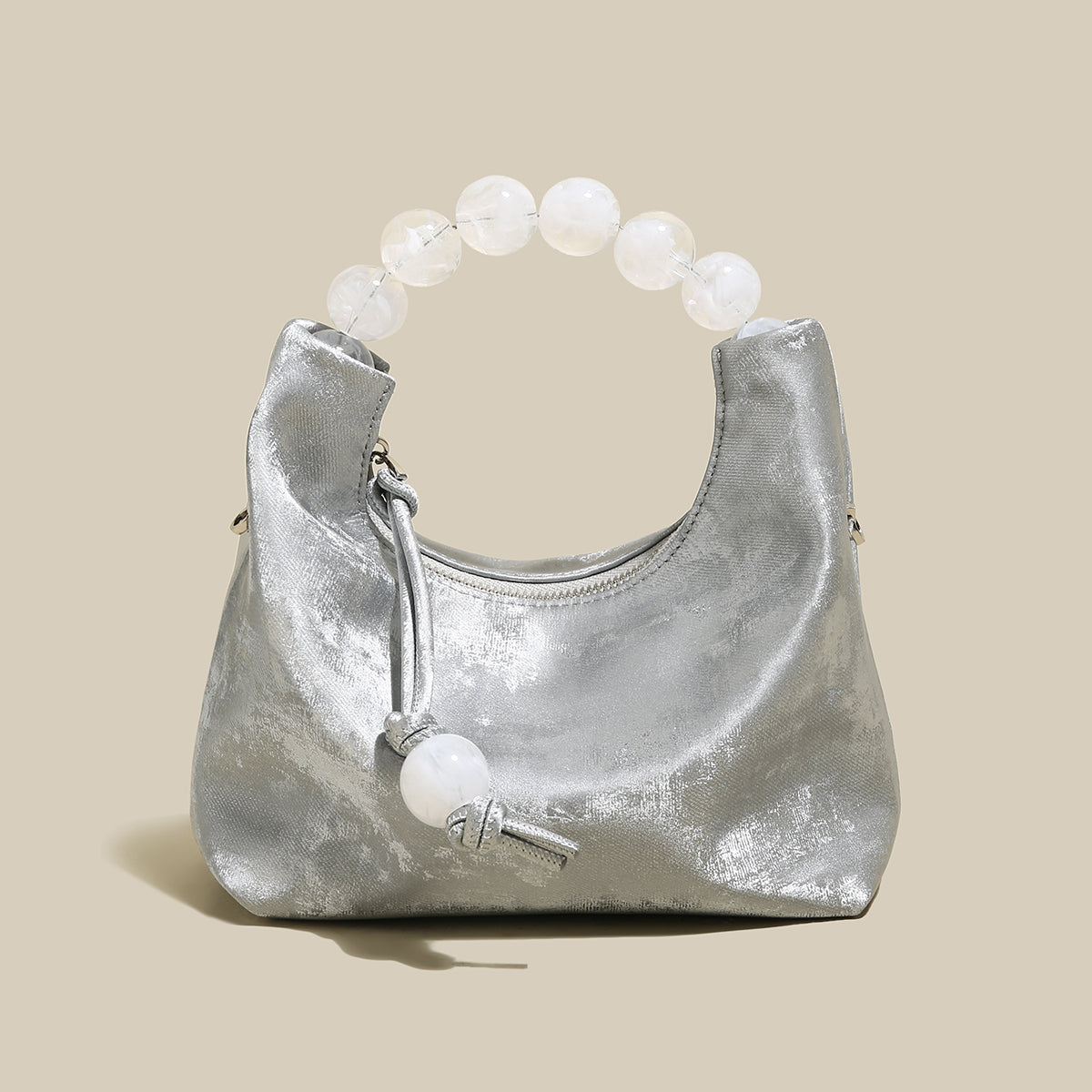 Silver Pearl Top Handle Bag-0