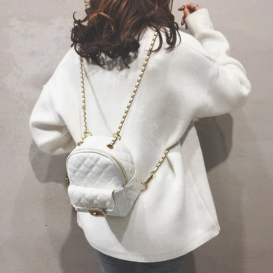 Small Women's Backpack With Chain Shoulder Straps