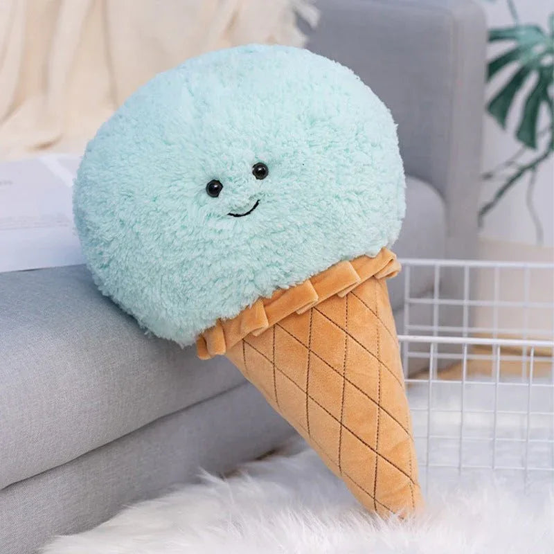 Smiling Ice Cream Cone Pillow Plush Toy
