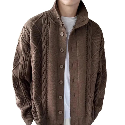 Solid Color Loose Fit Knitted Men's Sweater