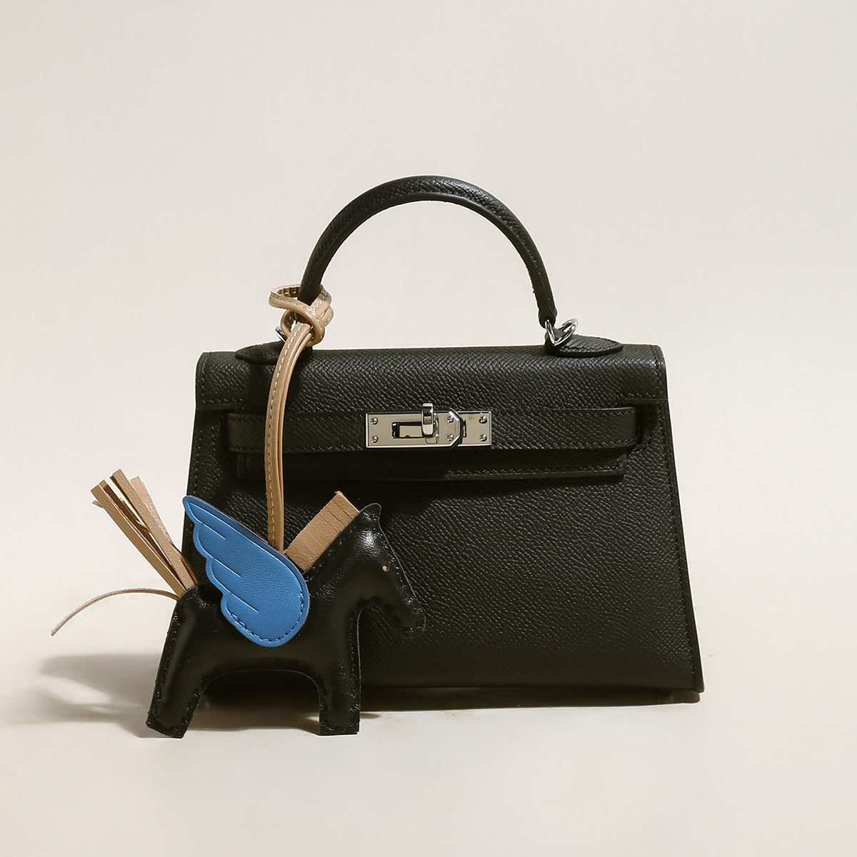 Trendy Petite Top Handle Bag with a Horse Charm-0