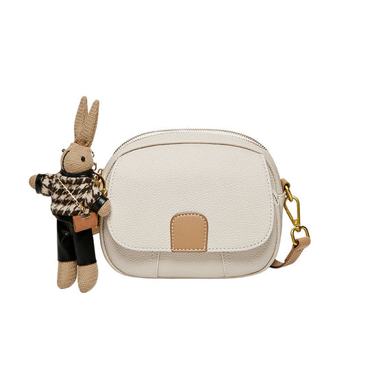 Trendy Rabbit Charm Round Leather Bag-0