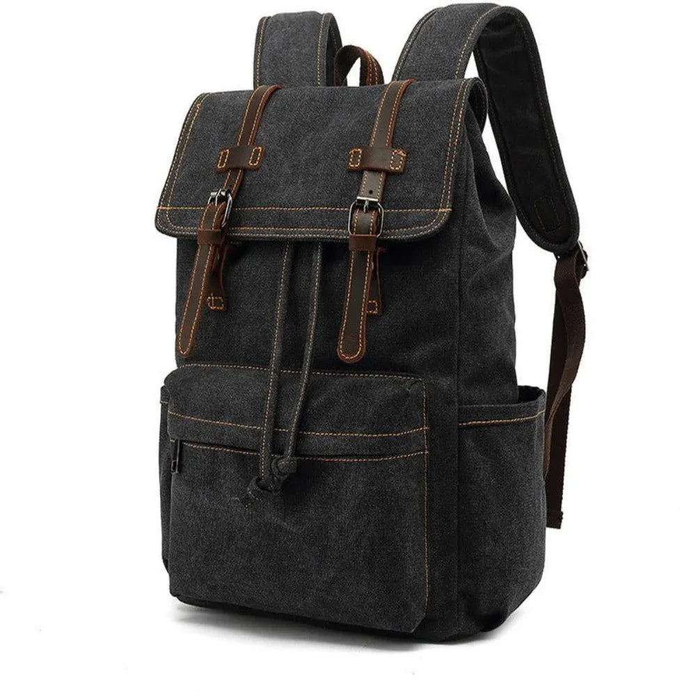 Unisex Backpack Vintage Outdoor Travel Canvas Leather Bag
