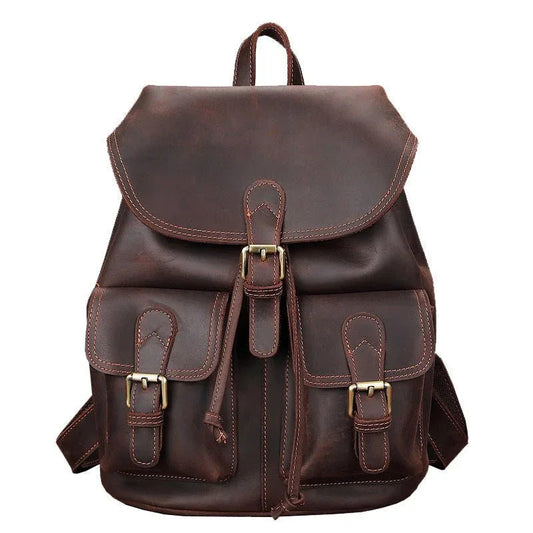 Unisex Leather Large Capacity Leisure Travel Bag Backpack
