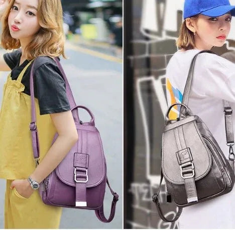 Waterproof PU Leather Bag Women's Backpack