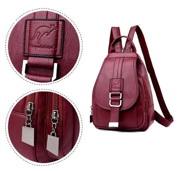 Waterproof PU Leather Bag Women's Backpack