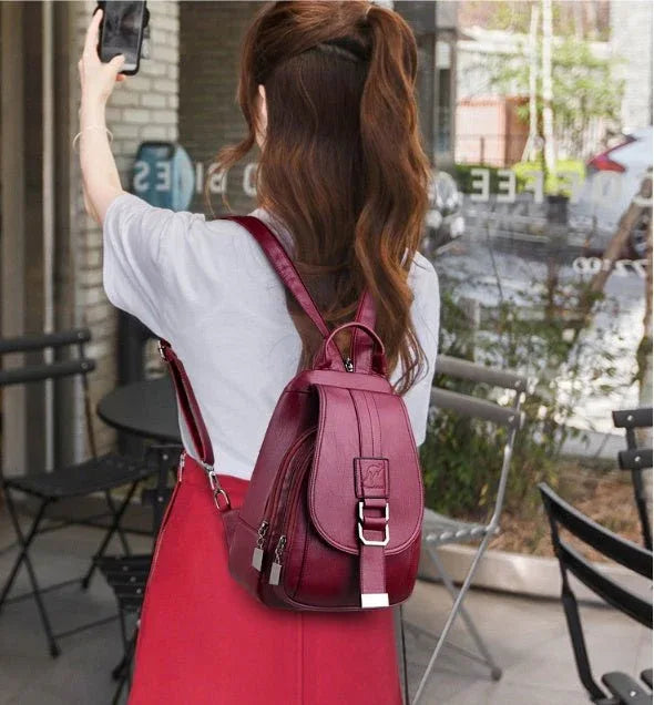 Waterproof PU Leather Bag Women's Backpack